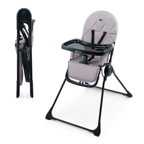 Kinderkraft BINCI Folding High Chair, Lightweight 11 lb, Compact for Small Spaces and Travel, Adjustable Tray with Cup Holder, Footrest, 5-Point Harness, Easy-Clean Modern Design, Light Gray in Kuwait