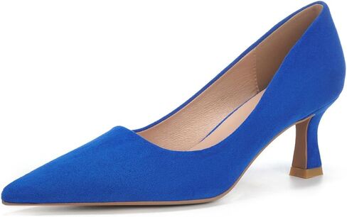 Women's Pointed Toe Kitten Heeled Pumps Suede Colors Plus Size Comfortable Low Heel Formal Dress Shoes for Office Wedding Business Prom All Day Wear in Kuwait