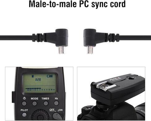 YOUTHINK 30cm Camera Flashlight Cable, PC Sync Cable Cord, Male to Male Flashlight Camera Connector for Wired Triggering with Hot Shoe Adapter Compatibility in Kuwait