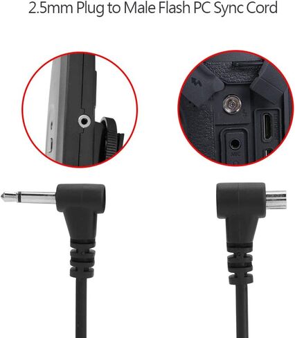 Akozon 2.5mm PC Sync Cable Flash Connection Cord Camera Flash Trigger Link Cable On Camera Sync Photography Accessory Steady Data Transfer Wire Photography Gear in Kuwait