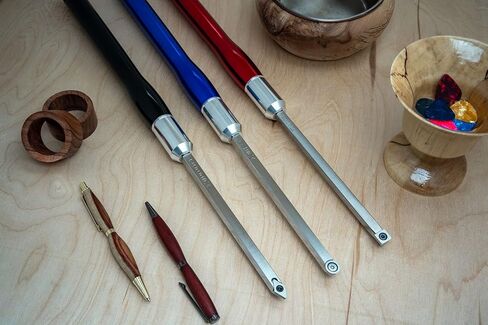 Simple Woodturning Tools 3 Carbide Wood Turning Tools with Rougher, Finisher, Detailer & 12" Color Coded Solid Aluminum Lathe Tool Handles, USA Made in Kuwait