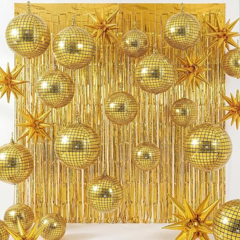 Seenelling 24 Pcs Hot Pink Disco Cowgirl Party Decor Sets for Western Party | 22'' 4D Ball Star Balloons, Metallic Tinsel Foil Fringe Curtains, for Birthday Bride to Be Bachelorette in Kuwait