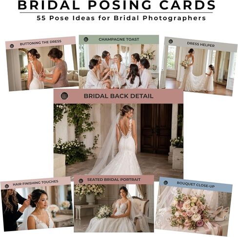 Wedding, Bridal, and Couples Posing Cards Bundle, Photographers Guide | 165 real photo examples, laminated cards, ring-bound design, color-coded categories, pocket-sized session tool in Kuwait
