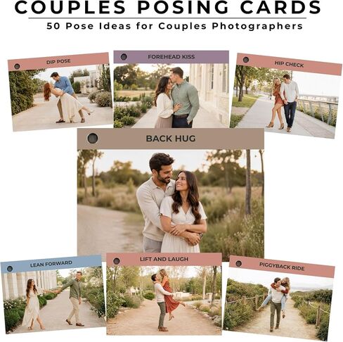 Wedding, Bridal, and Couples Posing Cards Bundle, Photographers Guide | 165 real photo examples, laminated cards, ring-bound design, color-coded categories, pocket-sized session tool in Kuwait