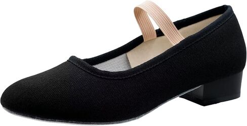 Character Shoes for Women Canvas Mary Jane Dance Shoes | Black 1" Dancing Heel for Ballroom Latin Stage Performance in Kuwait