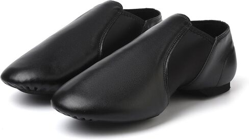 Jazz Shoes, Leather Slip-On Dance Shoes with Split Sole, Low Heel for Women,Men in Kuwait