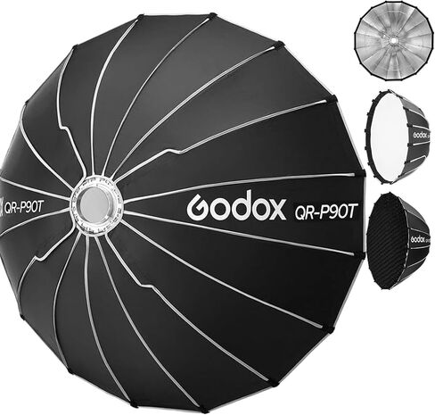 Godox Quick Release Parabolic Softbox,QR-P120T 47.2" Bowens Mount with Grid | 120cm Softbox with Diffusers,Bag,Foldable Studio Photography Lighting Soft Box for Small-space Streaming Video Recording in Kuwait
