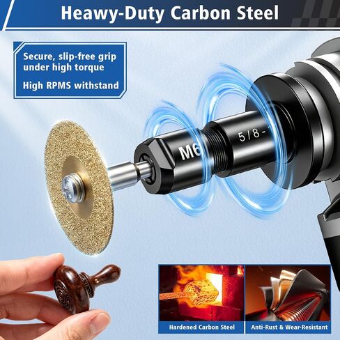 2-Pack Angle Grinder to Die Grinder Adapter, 5/8"-11 Thread To 1/4" & 1/8" Collet Chucks, Heavy Duty Extension Connecting Rod for Rotary Burrs, Wood Carving & Metal Polishing in Kuwait