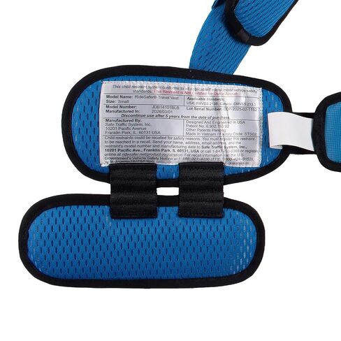 RideSafer Travel Vest Gen 6 - Small (26.5-50 lbs) - Blue - Lightweight Portable Child Safety Car Seat for Travel, Rental Cars, Rideshares in Kuwait