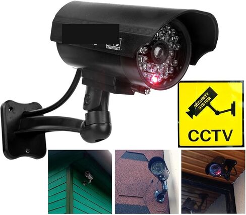 Fake Camera Dummy Waterproof Security CCTV Surveillance Camera with Flashing Red Led Light Outdoor Indoor in Kuwait