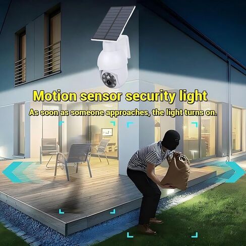 banapoy Solar Motion Light Outdoor, 540LM IP64 Water Proof Simulated Cameras with Motion Sensor, Floodlight Fake Security Camera with LED Spotlights, Dummy Camera for Yard in Kuwait