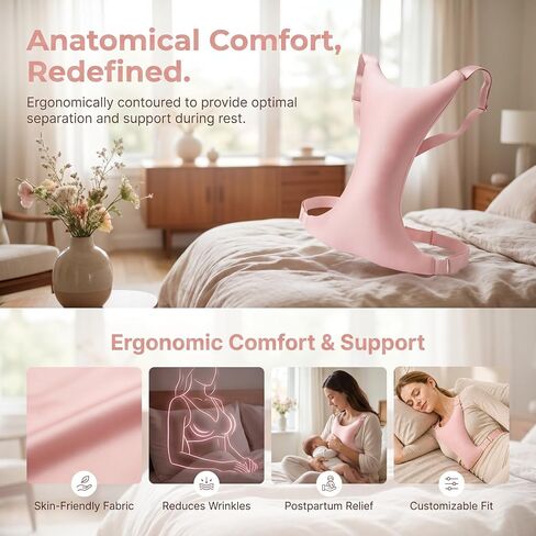 Breast Pillow Anatomically Contoured Wrinkle-Reducing Breast Pillow Skin-Friendly Sleeping Accessory for Nursing Moms Women in Kuwait