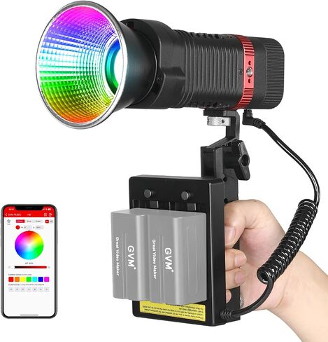 GVM PL60C RGB COB LED Video Light, 60W Portable Photography Studio Light, 2700K-6800K Full Color Output, CRI97+, App Control, 16 FX Effects for Photography, YouTube, Filmmaking & Content Creation in Kuwait