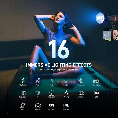 GVM PL60C RGB COB LED Video Light, 60W Portable Photography Studio Light, 2700K-6800K Full Color Output, CRI97+, App Control, 16 FX Effects for Photography, YouTube, Filmmaking & Content Creation in Kuwait