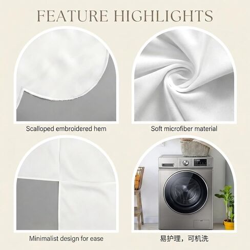 White Crib Skirt, 28 x 52 Inch, 14 Inch Drop, Scalloped Edge | Ruffle Design, Split Corners, For Girl Boys Neutral, Fits Standard Cribs in Kuwait