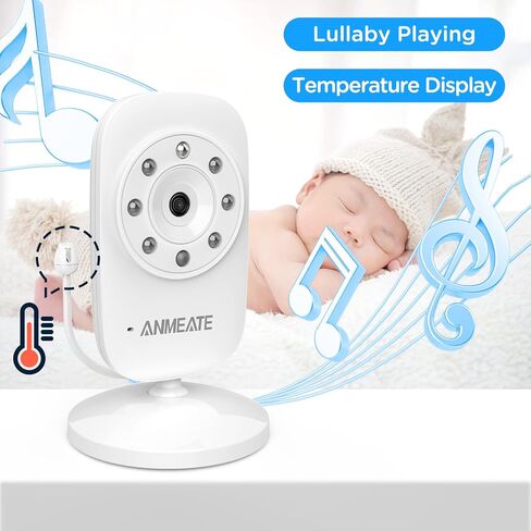 ANMEATE Video Baby Monitor with Digital Camera | Digital 2.4Ghz Wireless Video Monitor with Temperature Monitor, 960ft Range, 2-Way Talk, Night Vision, High Capacity Battery in Kuwait