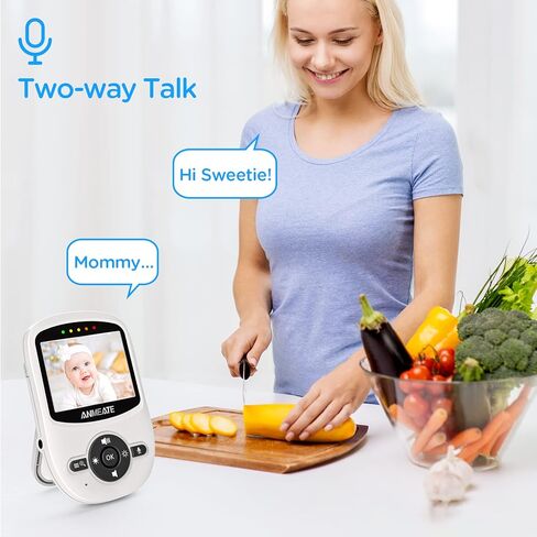 ANMEATE Video Baby Monitor with Digital Camera | Digital 2.4Ghz Wireless Video Monitor with Temperature Monitor, 960ft Range, 2-Way Talk, Night Vision, High Capacity Battery in Kuwait