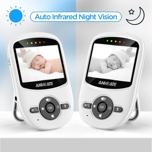 ANMEATE Video Baby Monitor with Digital Camera | Digital 2.4Ghz Wireless Video Monitor with Temperature Monitor, 960ft Range, 2-Way Talk, Night Vision, High Capacity Battery in Kuwait