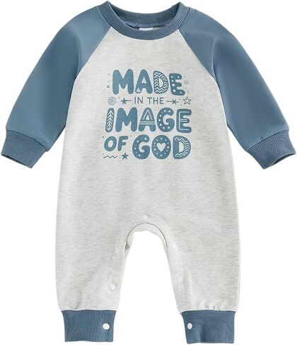 Newborn Baby Boy Fall Winter Clothes Long Sleeve Jumpsuit Romper | Infant Baby Boy Letter Print 3 6 12 18 Months Outfit Suitable for Fall and Winter Cute Baby Boy Clothes Jumpsuit Romper in Kuwait