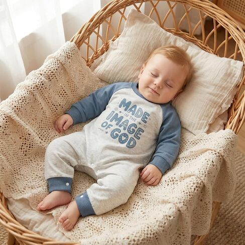 Newborn Baby Boy Fall Winter Clothes Long Sleeve Jumpsuit Romper | Infant Baby Boy Letter Print 3 6 12 18 Months Outfit Suitable for Fall and Winter Cute Baby Boy Clothes Jumpsuit Romper in Kuwait
