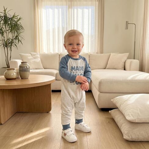 Newborn Baby Boy Fall Winter Clothes Long Sleeve Jumpsuit Romper | Infant Baby Boy Letter Print 3 6 12 18 Months Outfit Suitable for Fall and Winter Cute Baby Boy Clothes Jumpsuit Romper in Kuwait