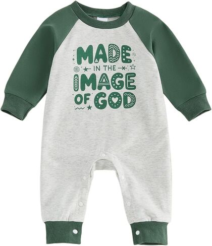 Newborn Baby Boy Fall Winter Clothes Long Sleeve Jumpsuit Romper | Infant Baby Boy Letter Print 3 6 12 18 Months Outfit Suitable for Fall and Winter Cute Baby Boy Clothes Jumpsuit Romper in Kuwait