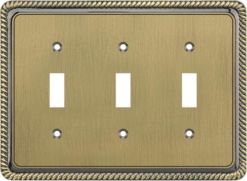 Rope Edge Decorative Wall Plate Switch Plate Outlet Cover (Single Toggle, 2 Pack, Antique Brass) in Kuwait