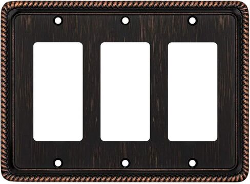 Rope Edge Decorative Wall Plate Switch Plate Outlet Cover (Single Toggle, 2 Pack, Antique Brass) in Kuwait