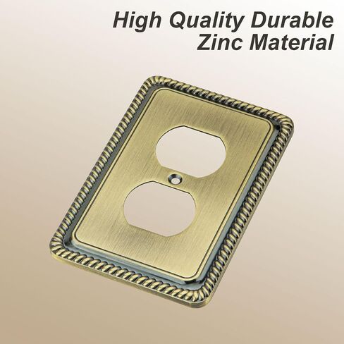 Rope Edge Decorative Wall Plate Switch Plate Outlet Cover (Single Toggle, 2 Pack, Antique Brass) in Kuwait