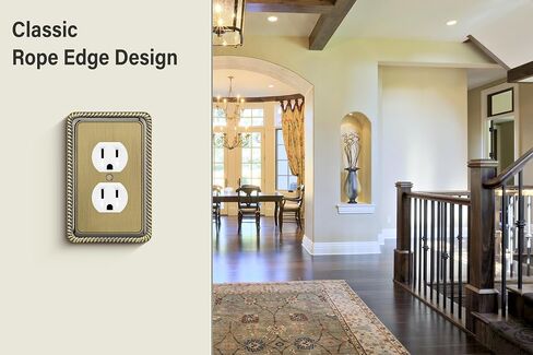 Rope Edge Decorative Wall Plate Switch Plate Outlet Cover (Single Toggle, 2 Pack, Antique Brass) in Kuwait