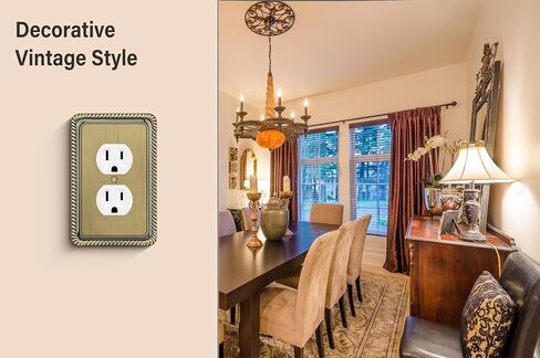 Rope Edge Decorative Wall Plate Switch Plate Outlet Cover (Single Toggle, 2 Pack, Antique Brass) in Kuwait