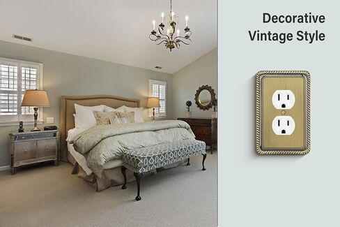 Rope Edge Decorative Wall Plate Switch Plate Outlet Cover (Single Toggle, 2 Pack, Antique Brass) in Kuwait