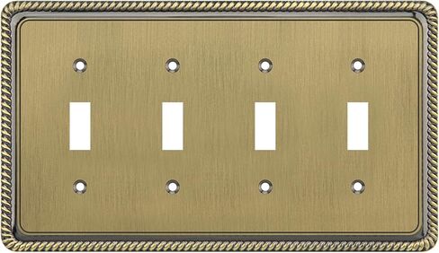 Rope Edge Decorative Wall Plate Switch Plate Outlet Cover (Single Toggle, 2 Pack, Antique Brass) in Kuwait