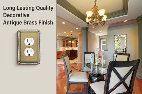 Rope Edge Decorative Wall Plate Switch Plate Outlet Cover (Single Toggle, 2 Pack, Antique Brass) in Kuwait