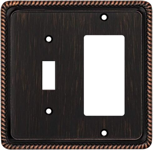 Rope Edge Decorative Wall Plate Switch Plate Outlet Cover (Single Toggle, 2 Pack, Antique Brass) in Kuwait