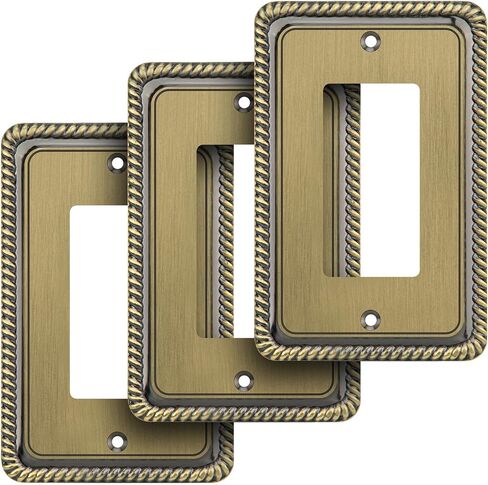 Rope Edge Decorative Wall Plate Switch Plate Outlet Cover (Single Toggle, 2 Pack, Antique Brass) in Kuwait