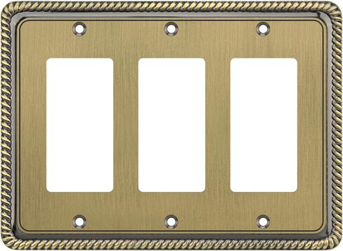 Rope Edge Decorative Wall Plate Switch Plate Outlet Cover (Single Toggle, 2 Pack, Antique Brass) in Kuwait
