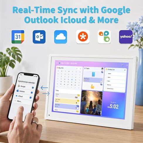 10 inch Digital Calendar Digital Picture Frame Electronic Calendar – Interactive Smart Family Planner, No Subscription, Chore Chart, Meal Planner, Star Reward, Sync Cal Via App, Gift for Mom Dad in Kuwait