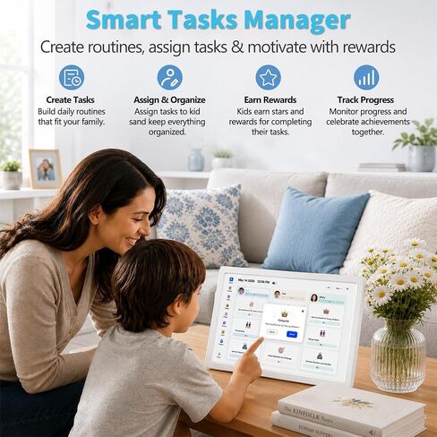 10 inch Digital Calendar Digital Picture Frame Electronic Calendar – Interactive Smart Family Planner, No Subscription, Chore Chart, Meal Planner, Star Reward, Sync Cal Via App, Gift for Mom Dad in Kuwait