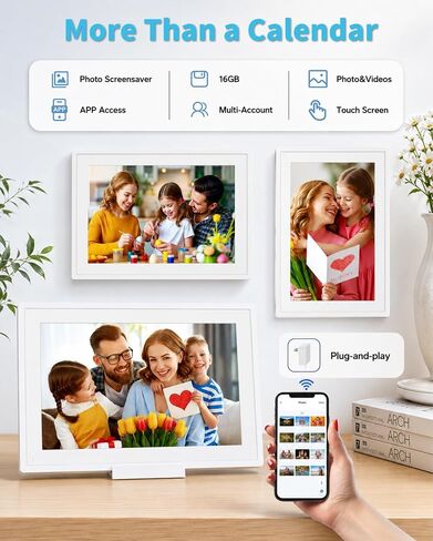 10 inch Digital Calendar Digital Picture Frame Electronic Calendar – Interactive Smart Family Planner, No Subscription, Chore Chart, Meal Planner, Star Reward, Sync Cal Via App, Gift for Mom Dad in Kuwait