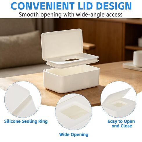 3 PCS Wipes Dispenser Compatible with Cottonelle Refill Pack, Flushable Wet Wipes Container with Sealing Lid, Non-Slip Wipe Holder Keeps Wipes Fresh, Refillable Case for Home & Travel in Kuwait