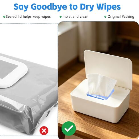 3 PCS Wipes Dispenser Compatible with Cottonelle Refill Pack, Flushable Wet Wipes Container with Sealing Lid, Non-Slip Wipe Holder Keeps Wipes Fresh, Refillable Case for Home & Travel in Kuwait