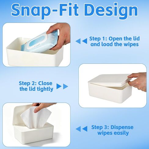 3 PCS Wipes Dispenser Compatible with Cottonelle Refill Pack, Flushable Wet Wipes Container with Sealing Lid, Non-Slip Wipe Holder Keeps Wipes Fresh, Refillable Case for Home & Travel in Kuwait