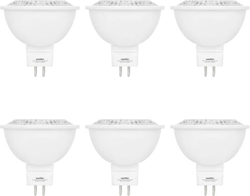 Sunlite LED MR16 Reflector Spotlight Bulb, 7 Watts (50W Equivalent) 12V, 500 Lumens, 90 CRI, GU5.3 Bi-Pin Base, Dimmable, Title-20 Compliant, UL Listed, 2700K Soft White, 6 Pack in Kuwait