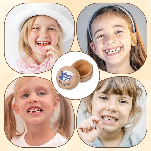 Tooth Storage Box Tooth Fairy Box Wooden Lost Teeth Holder Dropped Teeth Container Keepsake Case for Boys Girls Stores First Lost Teeth Birthday in Kuwait