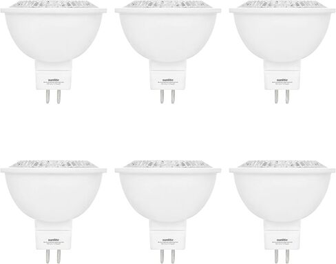 Sunlite LED MR16 Reflector Spotlight Bulb, 7 Watts (50W Equivalent) 12V, 500 Lumens, 90 CRI, GU5.3 Bi-Pin Base, Dimmable, Title-20 Compliant, UL Listed, 2700K Soft White, 6 Pack in Kuwait