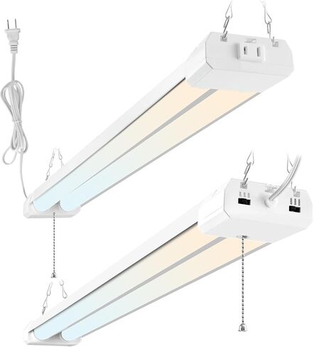Hlite LED Shop Lights 4FT with Reflector,5500LM,3 Power Level&3CCT,6 Pack | Shop Light 4000K/5000K/6500K Tunable,5W/34W/42W Switchable,Linkable Utility Shop Light for Workshop,Garage,Basement,Warehouse in Kuwait