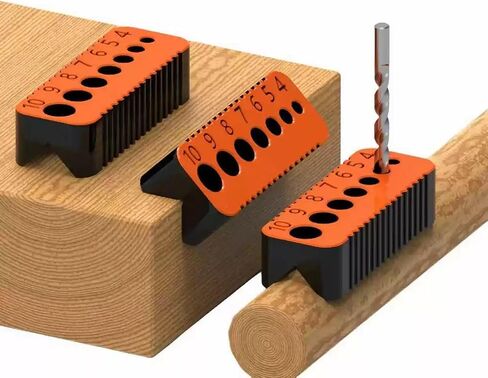 Drill Guide for 4-10mm Bits, Precision Drill Guide Block with Scale, Portable Drilling Locator for Wood Drywall, Straight Hole Drilling Tool (orange and black) in Kuwait