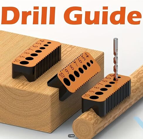 Drill Guide for 4-10mm Bits, Precision Drill Guide Block with Scale, Portable Drilling Locator for Wood Drywall, Straight Hole Drilling Tool (orange and black) in Kuwait