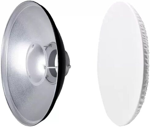 Godox 21.6inch/55cm Silver Beauty Dish Bowens Mount Reflector w/Honeycomb and White Diffuser, Light Modifier for Studio Strobe Flash Monolight for Godox SK400II-V, AD600Pro II, AD600BM II, MS300V in Kuwait